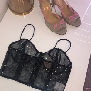 Starry Night Sheer Black Crop Tank